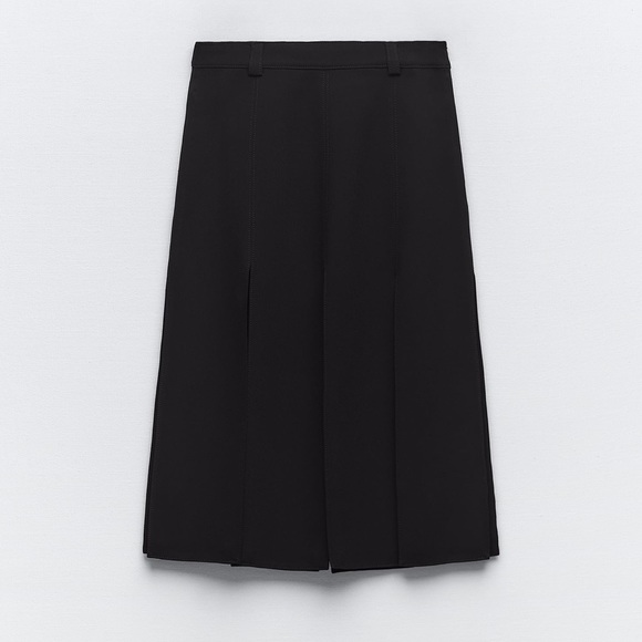 ZARA MIDI SKIRT WITH STRIPS 
High waist Self ties at hem Bloggers favorite - Picture 8 of 10